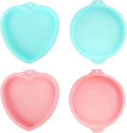 Quattro forme per torte in silicone da 20 cm, rotonde + cuore, forma antiaderente per torte in silicone da 20 cm, cuore, forma rotonda per torte e cheesecakes da 20 cm