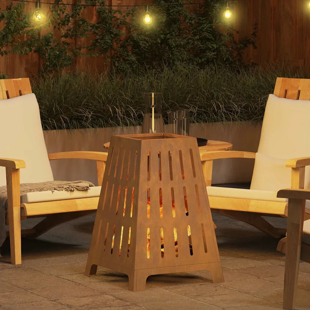 Focolare-Stufa-Camino Marrone 50 x 50 x 70 cm acciaio corten