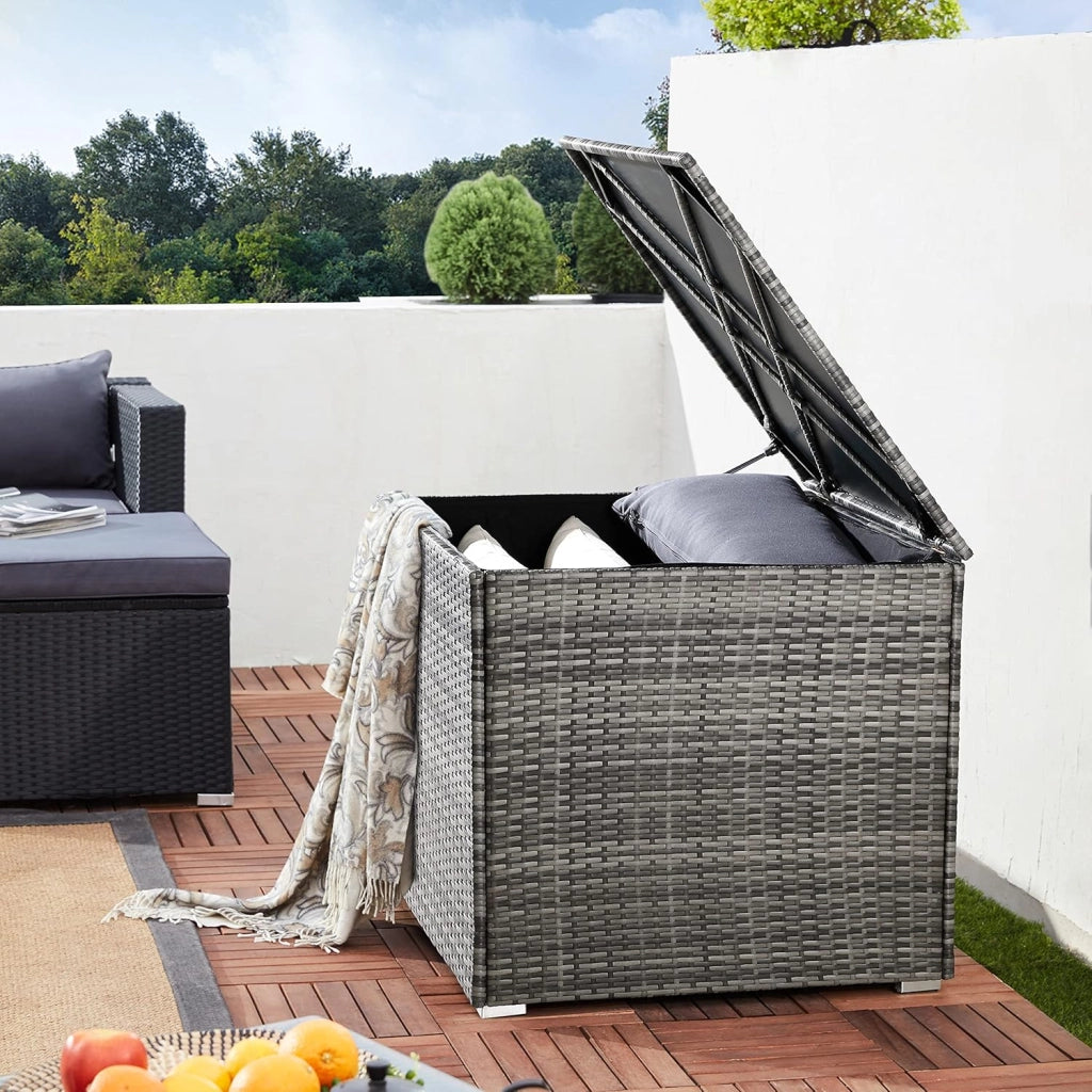 ® Baule da Giardino 318 L Impermeabile 75x75x70cm Contenitore Esterno Polyrattan Grigio