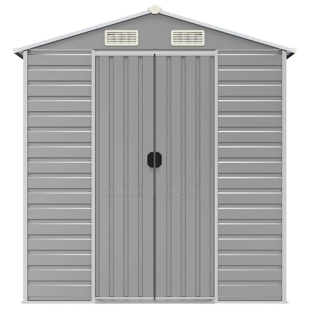 Casetta da giardino cabina ripostiglio casetta da esterno robusta casetta per attrezzi colore chiaro 191 x 810 x 198 cm acciaio zincato grigio 02_0022249