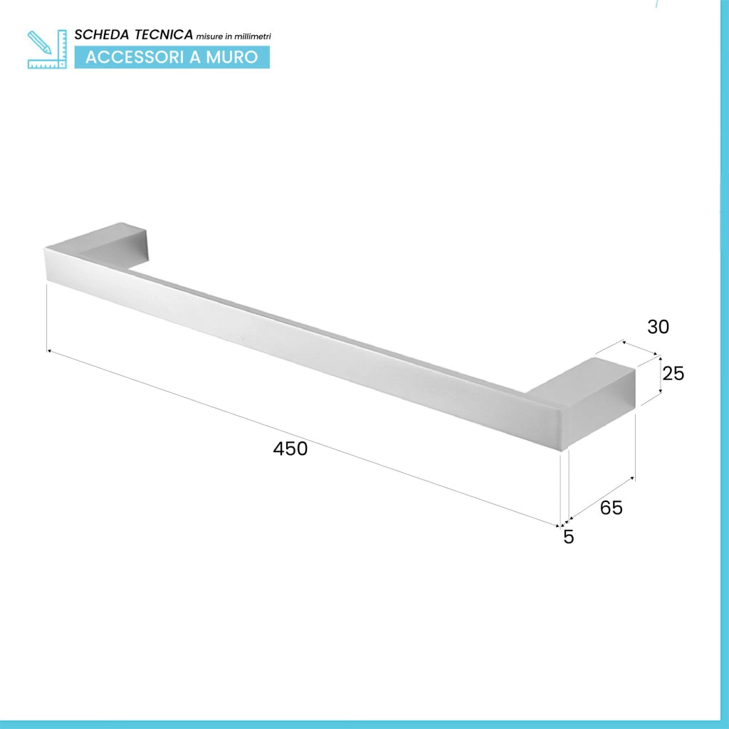 Set accessori bagno da muro 4 pezzi in alluminio argento Sky