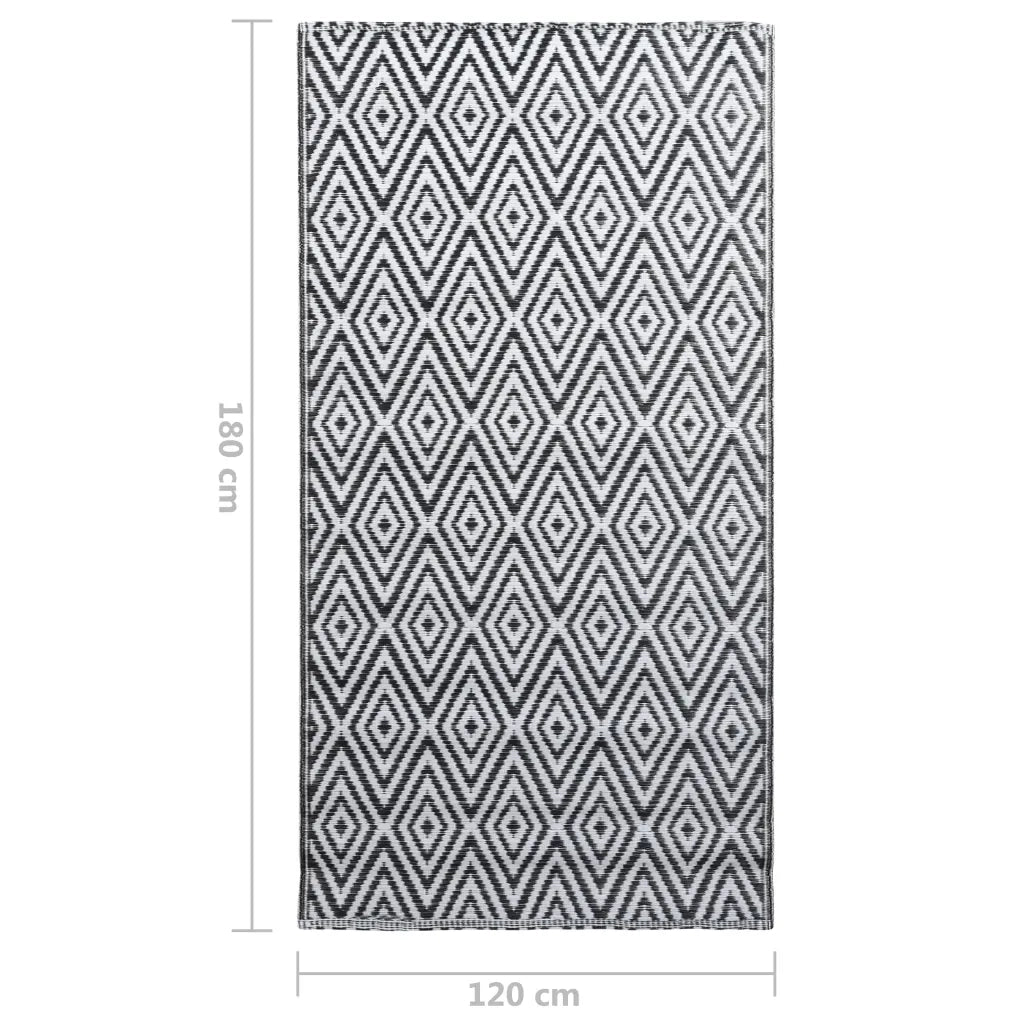 Tappeto da Esterni ARAKIL Bianco e Nero 120x180 cm in PP CFW6019070