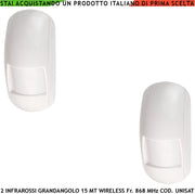 Rileva Presenza Ladri Sensore Infrarosso Grandangolo 15 Metri 2 Pezzi Antifurto Radio Bidirezionale Codifica UNISAT2 Anti Jamming Antimanomissione Rilevatore di Movimento Sensore look down da Interno