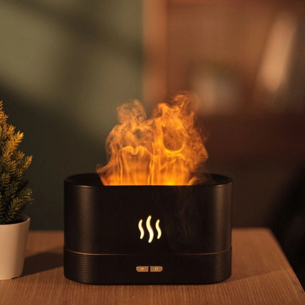 Trade Shop - Diffusore Umidificatore A Nebbia Luce Effetto Fiamma Super Silenzioso Per Camera Ufficio -