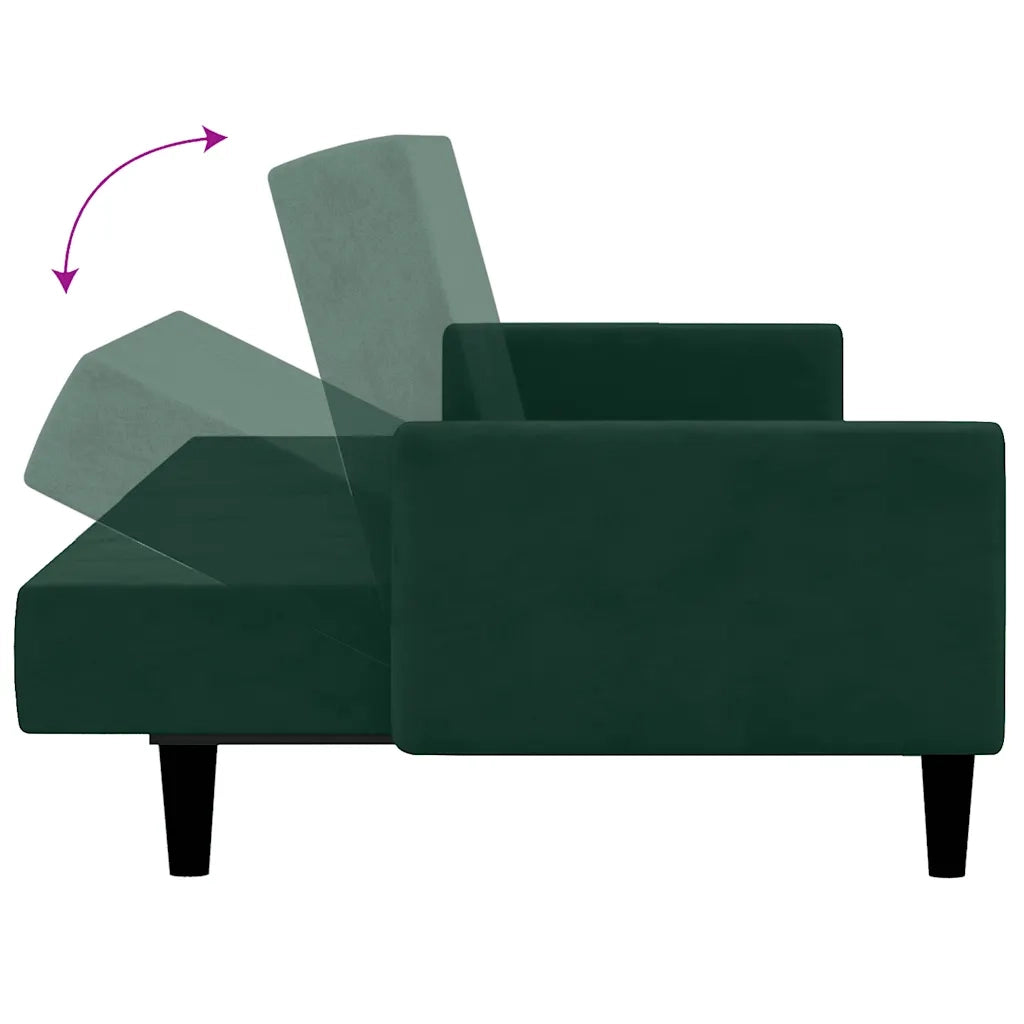 Divano Letto a 2 Posti Verde Scuro in Velluto 375776