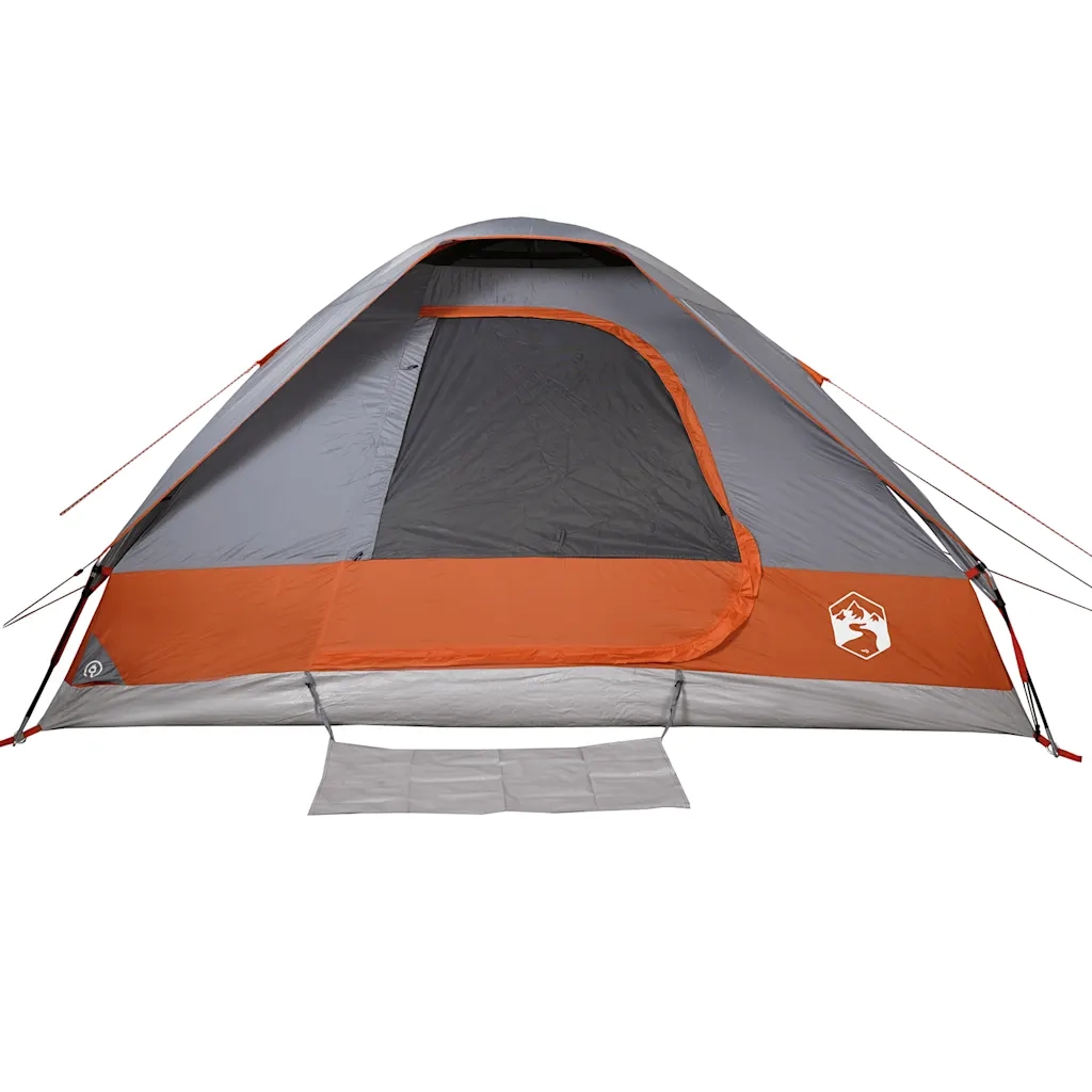 Tenda da Campeggio a Cupola 6 Persone-Tenda per Escursionismo Grigio e Arancione 583522
