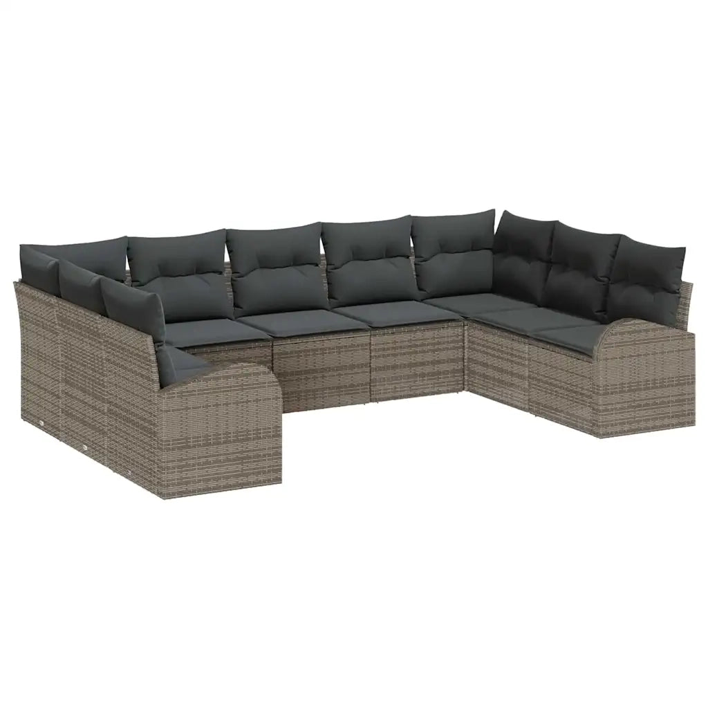 Set di divani con cuscino 9 pcs Grigio Rattan in Polipropilene