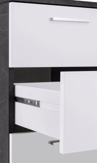 Scrivania 3 Cassetti e Ripiani a Giorno 160x60x90 cm New Selina Bianco Lucido/Report Grigio