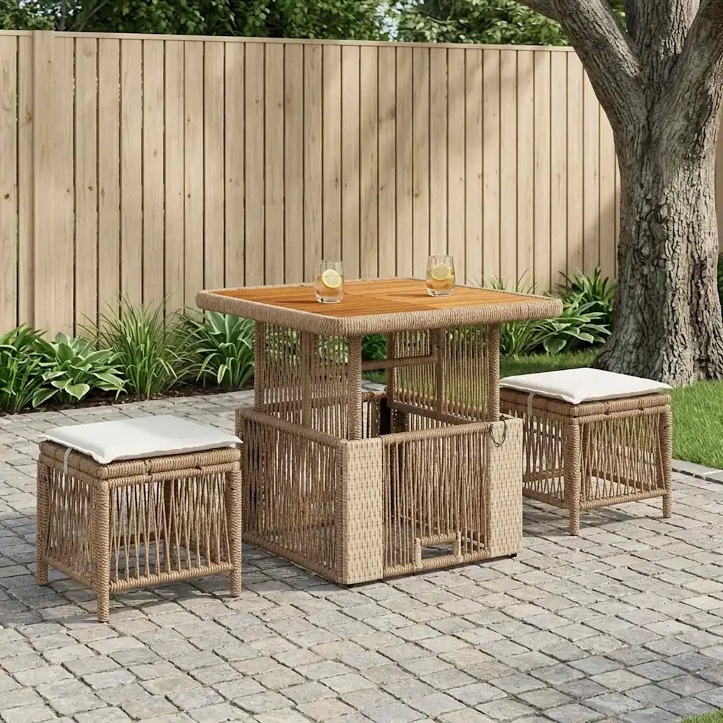 Set da Pranzo per Giardino 3 pz | Set Salotto da Giardino Beige e Crema polyrattan
