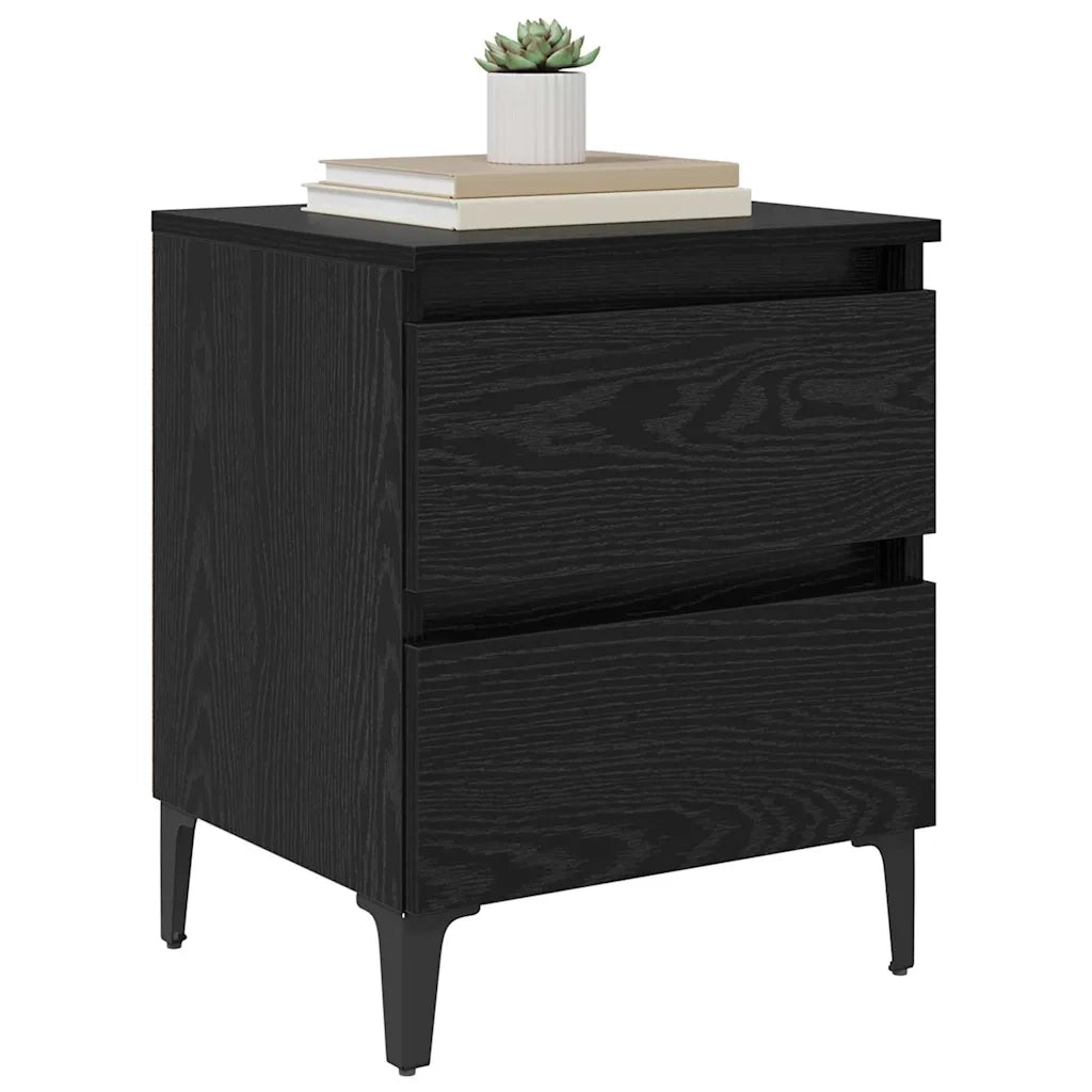 Comodino | Armadio da Notte | Mobiletto da notte Rovere nero 40 x 35 x 50 cm Legno multistrato