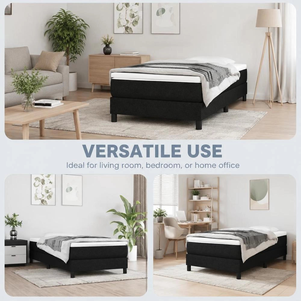 Box Spring Bed Frame, Black, 80x200 Cm, Fabric