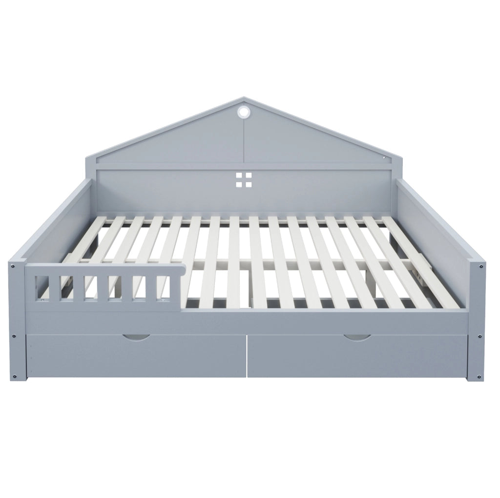 Letto 140x200 cm con LED e cassetti; grigio