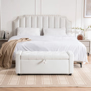 PANCA Contenitore Imbottita 100,5x46x29 cm Bianco Legno e Tessuto