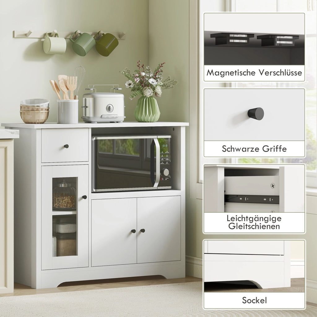 Armadio cucina con 2 ante, cassetto e vano aperto ¨C zephmum ¨C Bianco 80x35x72cm