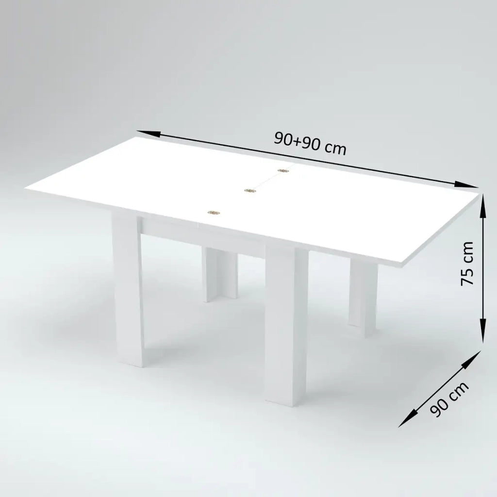 Tavolo da pranzo bianco allungabile a libro 90x90-180cm Jesi Liber