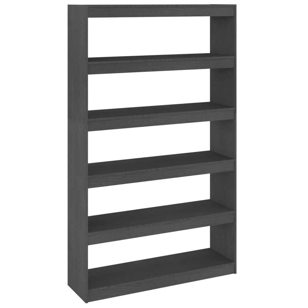 Libreria Divisorio-Scaffale per Libri-Mobile di Stoccaggio Grigio 100x30x167,5 cm in Massello di Pino