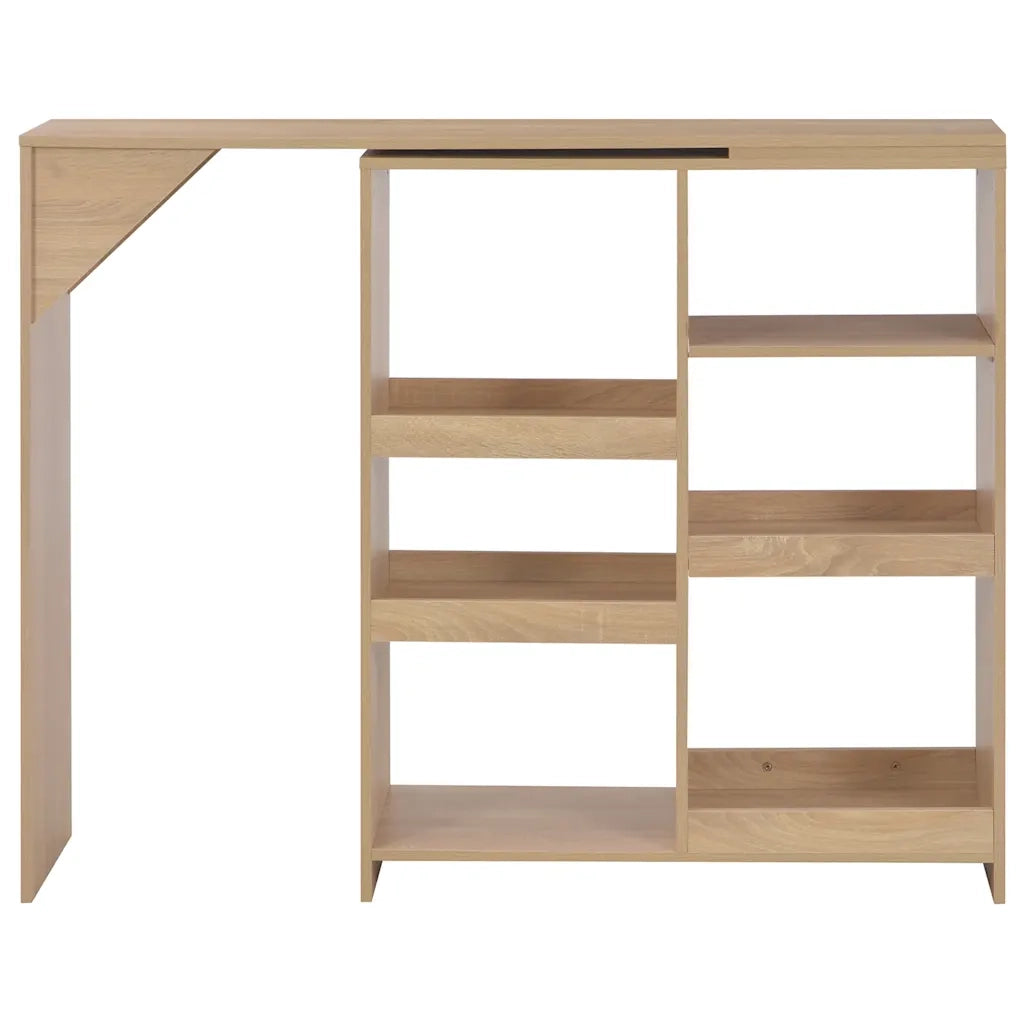 Tavolo da Bar con Scaffale Mobile Rovere 138x39x110 cm