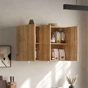 Mobile pensile da parete a 3 ante in MDF naturale, 90 × 29 × 60 cm