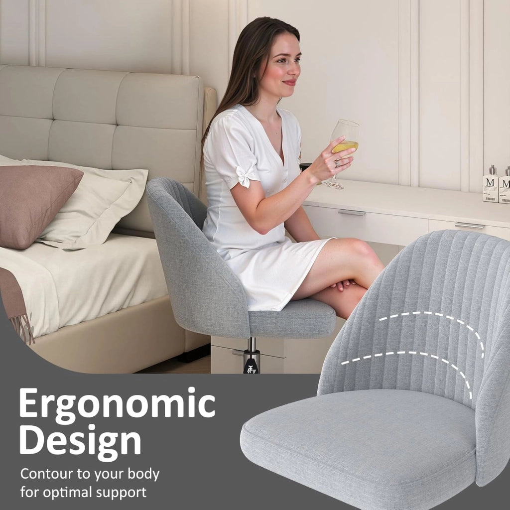 Sedia da ufficio regolabile in altezza, ergonomica, senza braccioli, sedia girevole con ruote, portata fino a 136 kg, per home office e ufficio