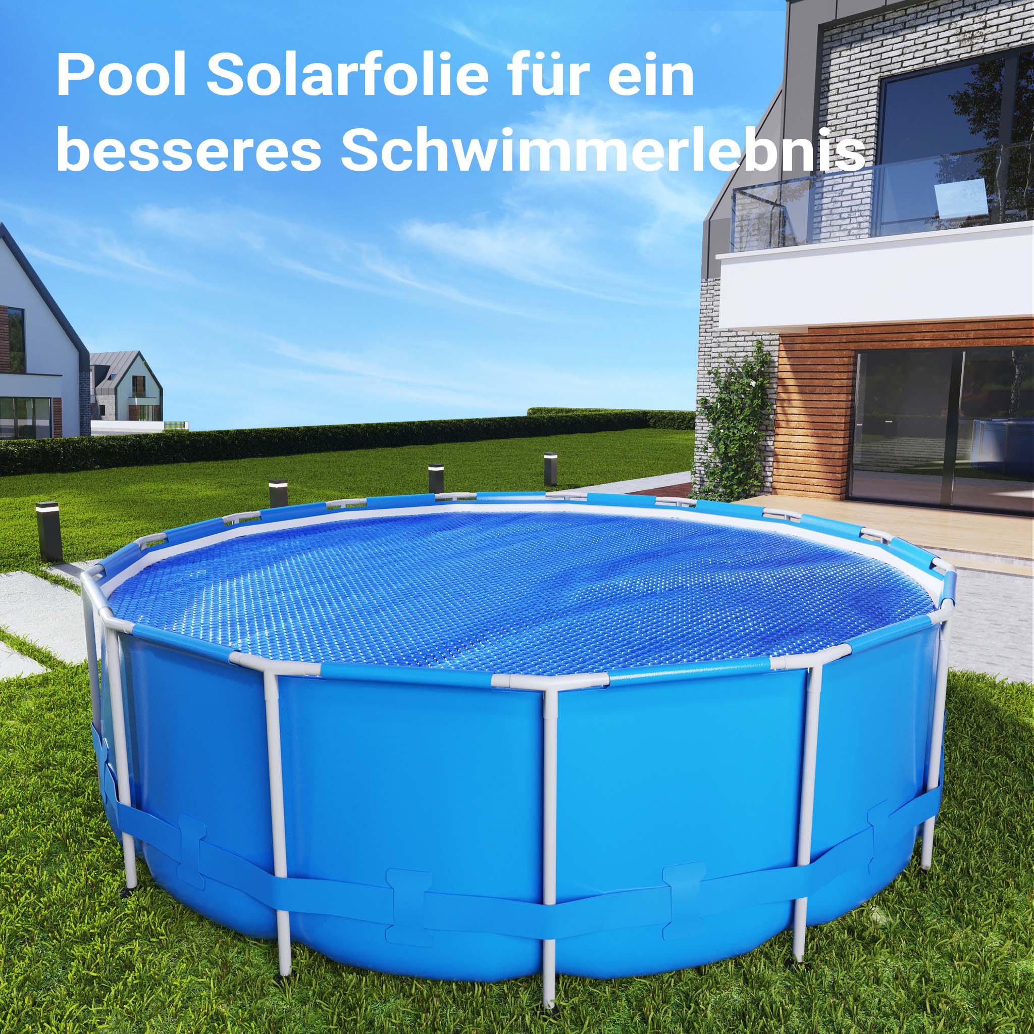 Copertura a bolle d'aria isotermica per piscina rotonda Ø 5m blu 120µ
