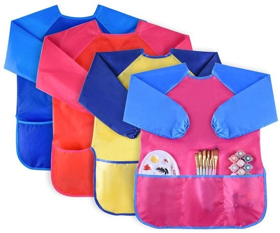 Abbigliamento per bambini impermeabile - schermo per bambini - lunga manica - 3 grandi tasche - età 3-6 anni - smock creativo per bambini