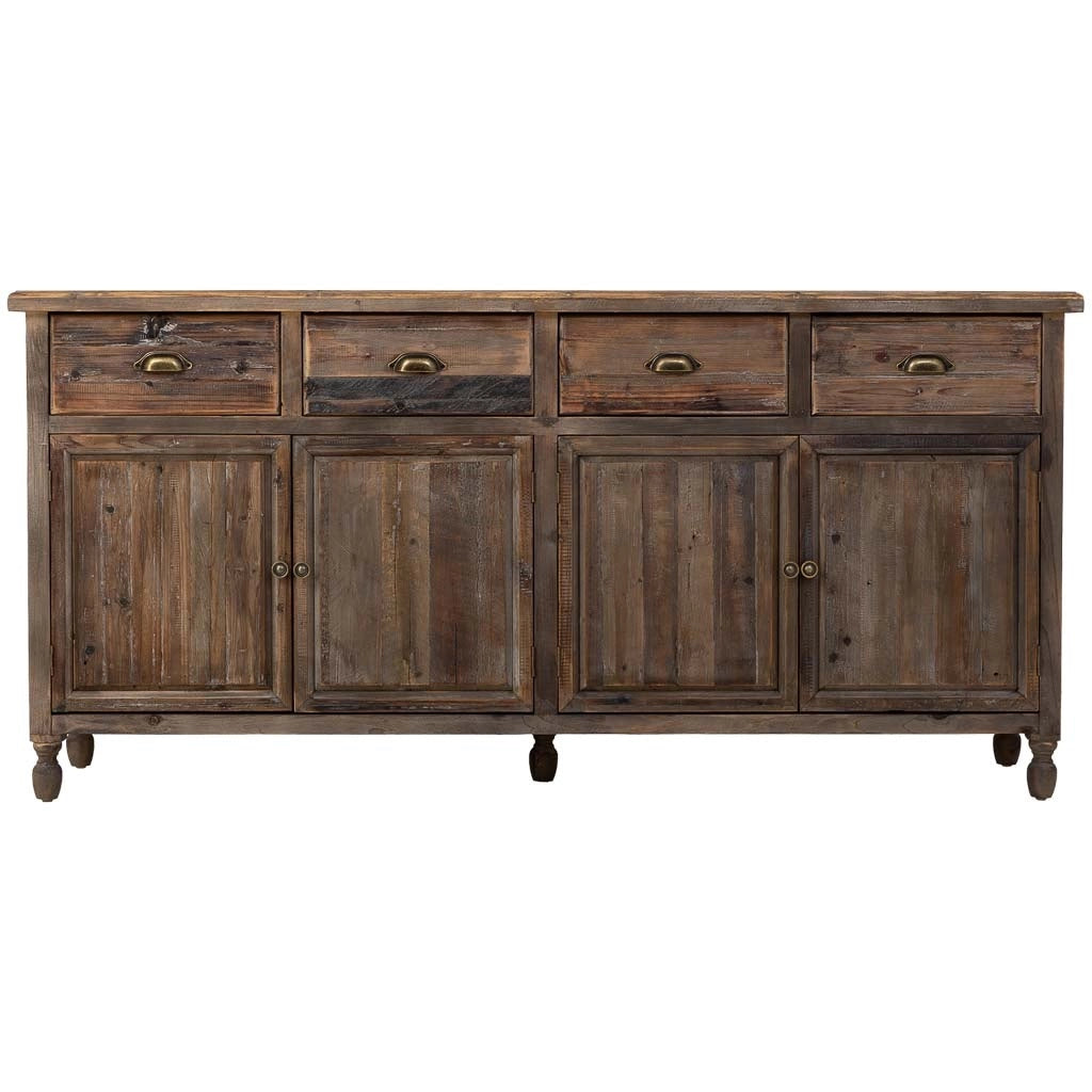 Credenza in legno con 4 cassetti e 4 ante 180x45x86
