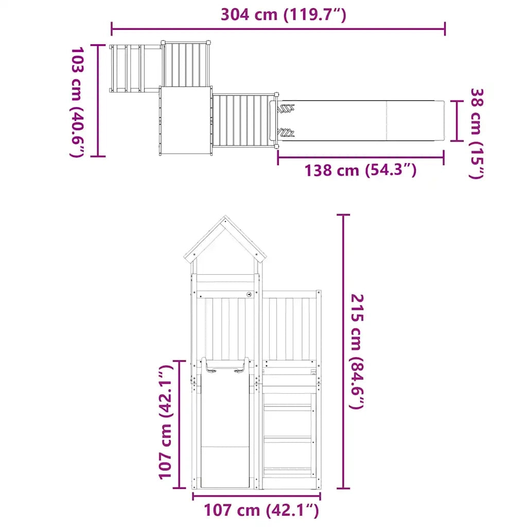 Set da Gioco da Esterno in Legno Massello di Pino CFW1086593