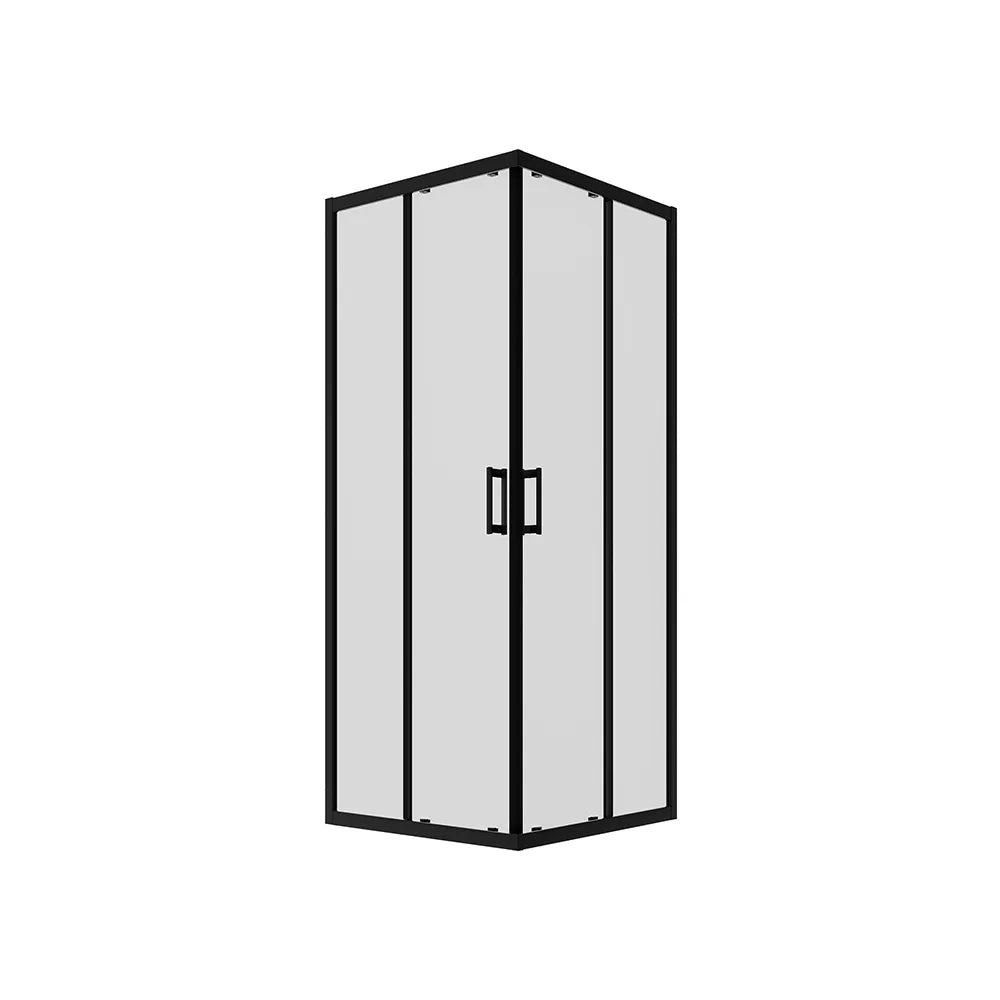 Box doccia 80x90 cm angolare doppio scorrevole profili neri vetro trasparente h190 | Java