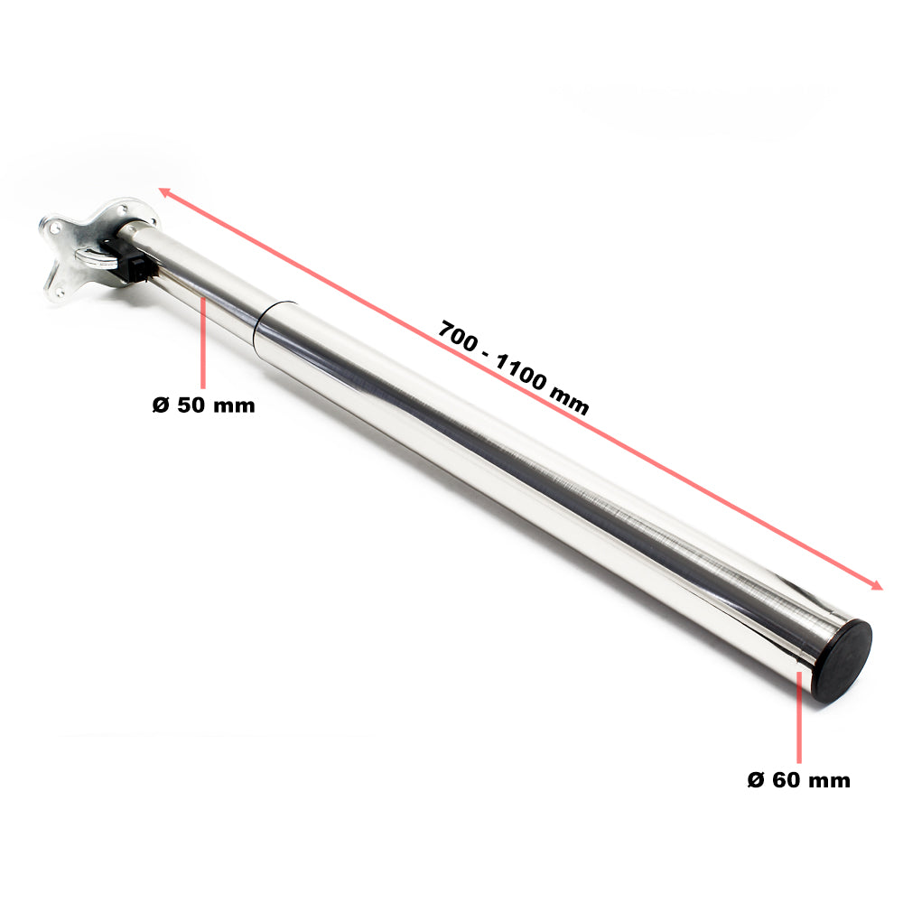 Set 4 gambe per tavolo regolabili in altezza 70-110 cm nichel Piedi per mobili