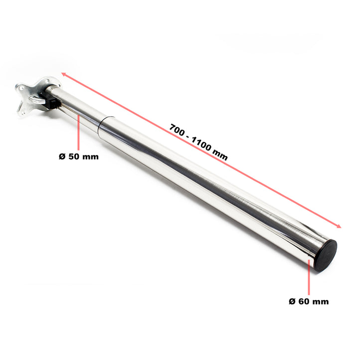 Set 4 gambe per tavolo regolabili in altezza 70-110 cm nichel Piedi per mobili