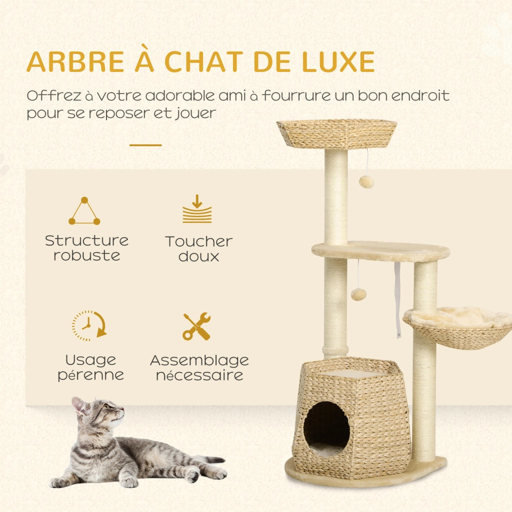 Arbre ¨¤ chat con nicchia, amaca e palle ¨C zephmum ¨C grigio, 119 cm