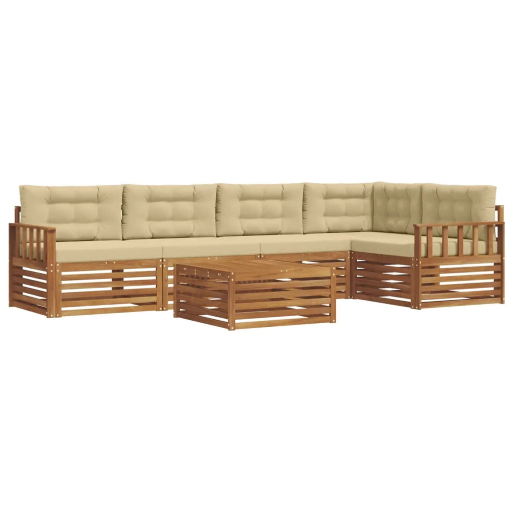 Set di divani da esterno con cuscino 6 pcs Naturale e Beige