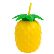 Trade Shop - Bicchiere Ananas Con Cannuccia 0,8l – Borraccia Estiva In Plastica Colorata Per Party E Bambini -