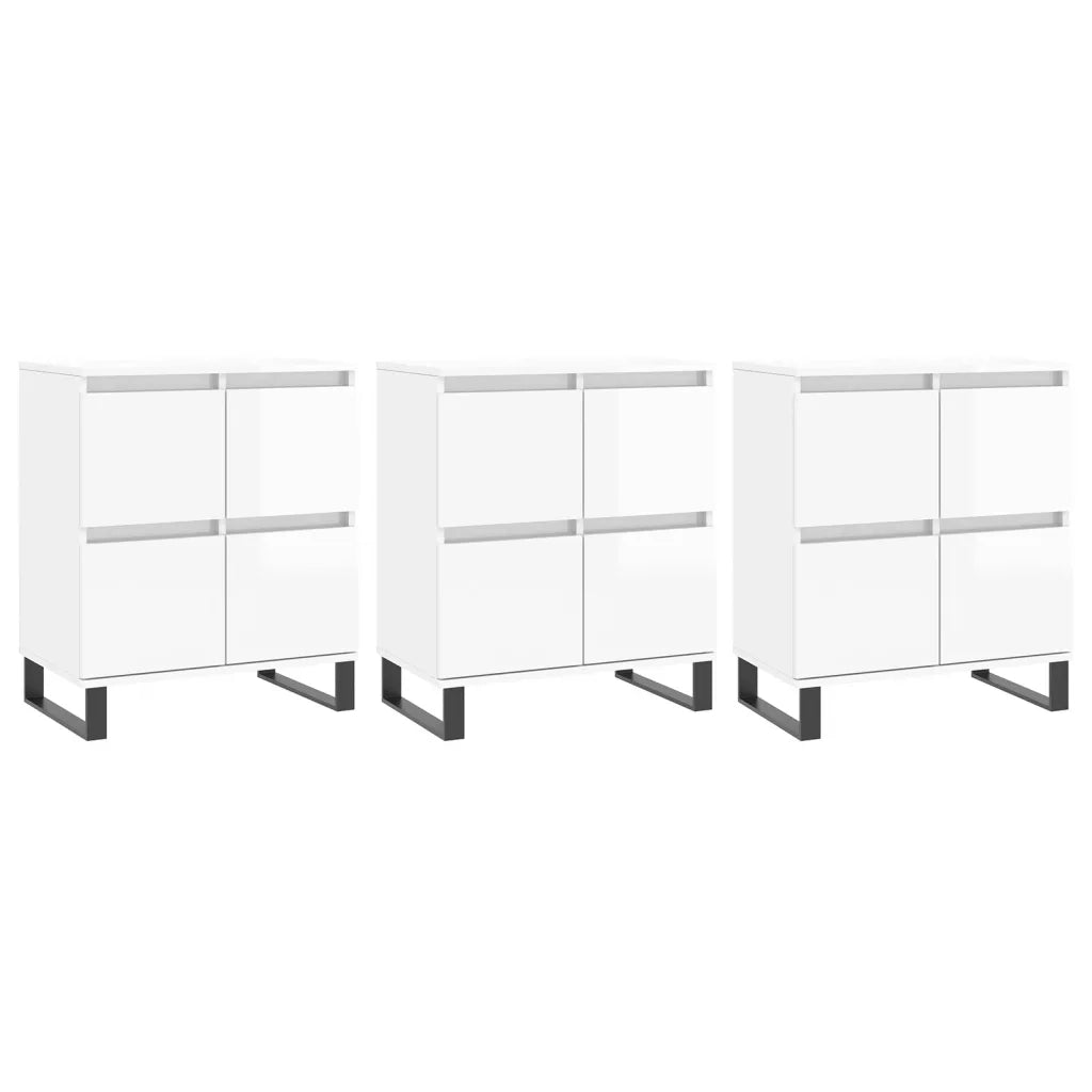Credenze 3 pz Bianco Lucido in Legno Multistratocod mxl 125327