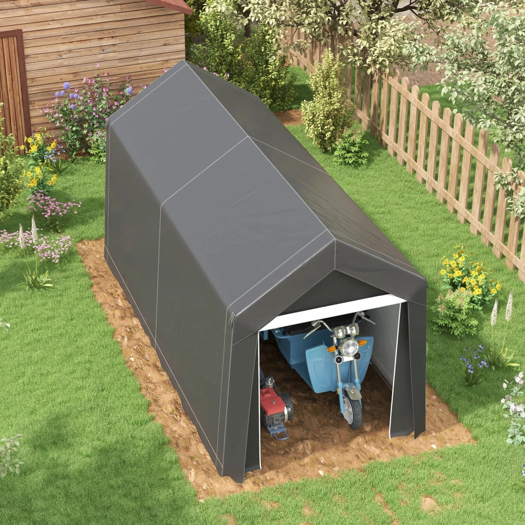 Garage da esterno 210 x 360 x 235 cm in acciaio zincato con porta con cerniera
