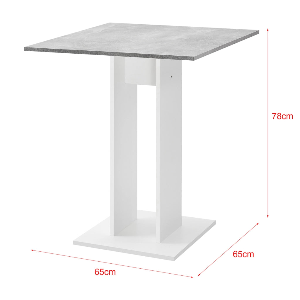 Tavolo Quadrato Lindesnes da Cucina Pranzo Bar 65 x 65 x 78 cm - Effetto Cemento / Bianco [en.casa]