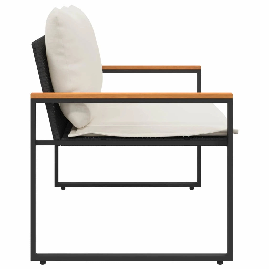 Panca da Giardino | Panchina Nero e Bianco Crema 115 x 65 x 72 cm Rattan