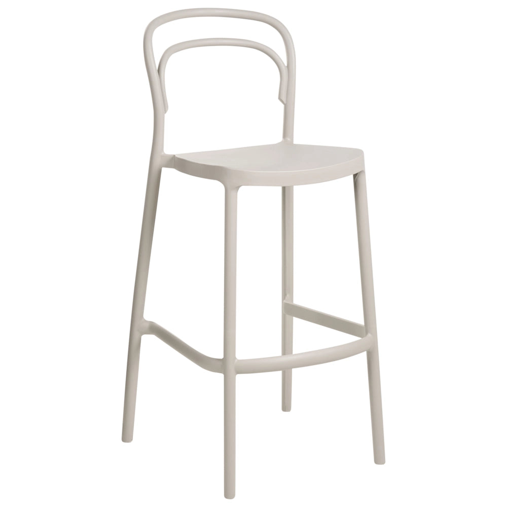 Set di 2 sedie da bar in plastica beige moderna resistente alle intemperie per uso interno ed esterno
