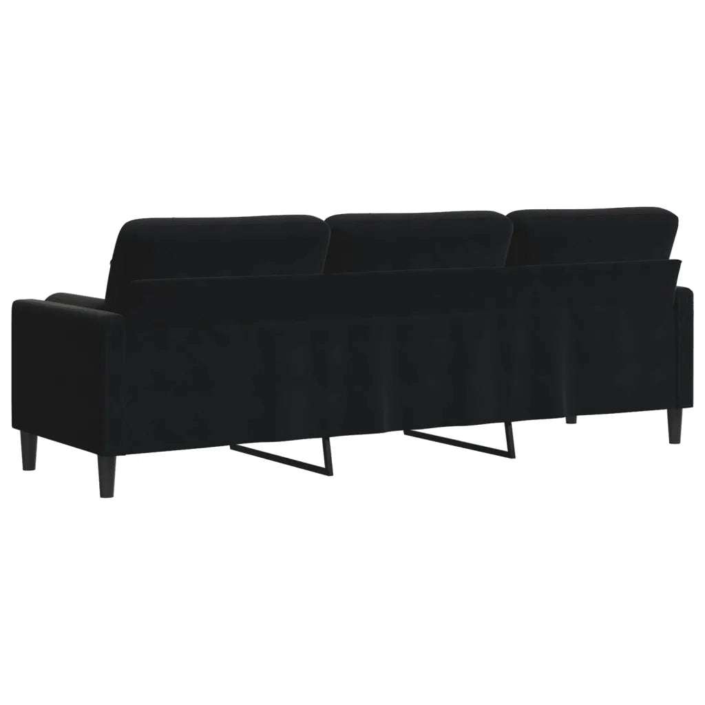 vidaXL Divano a 3 Posti con Cuscini Nero 210 cm in Velluto