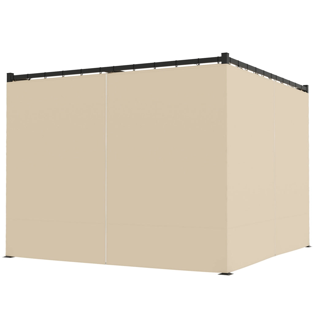 Pergola da Giardino con Tetto Retrattile e Tende, in Metallo e Poliestere, 300x300x227 cm, Beige
