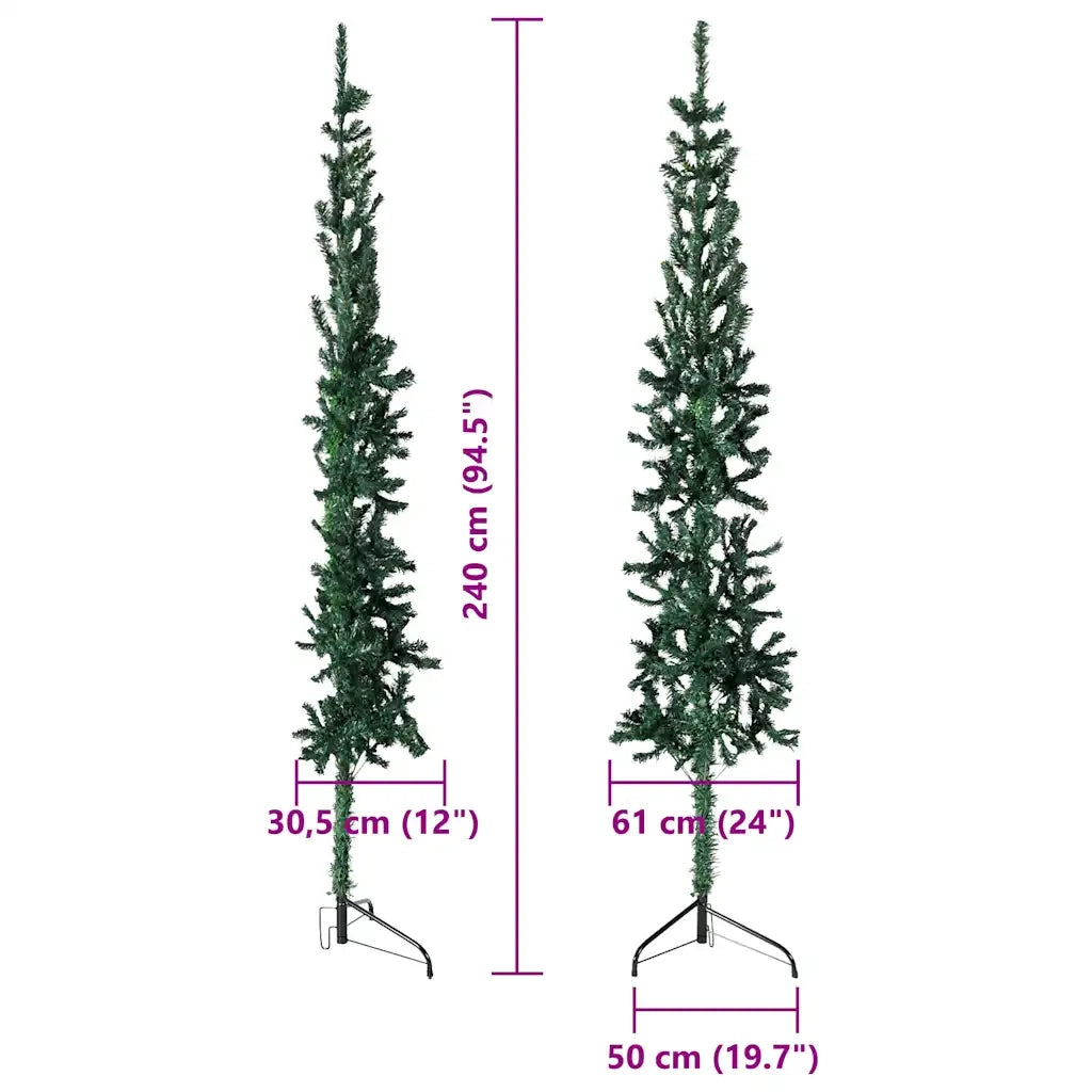 Albero Natale | Decorazioni natalizie Artificiale Sottile a Met¨¤ Supporto Verde 240 cm