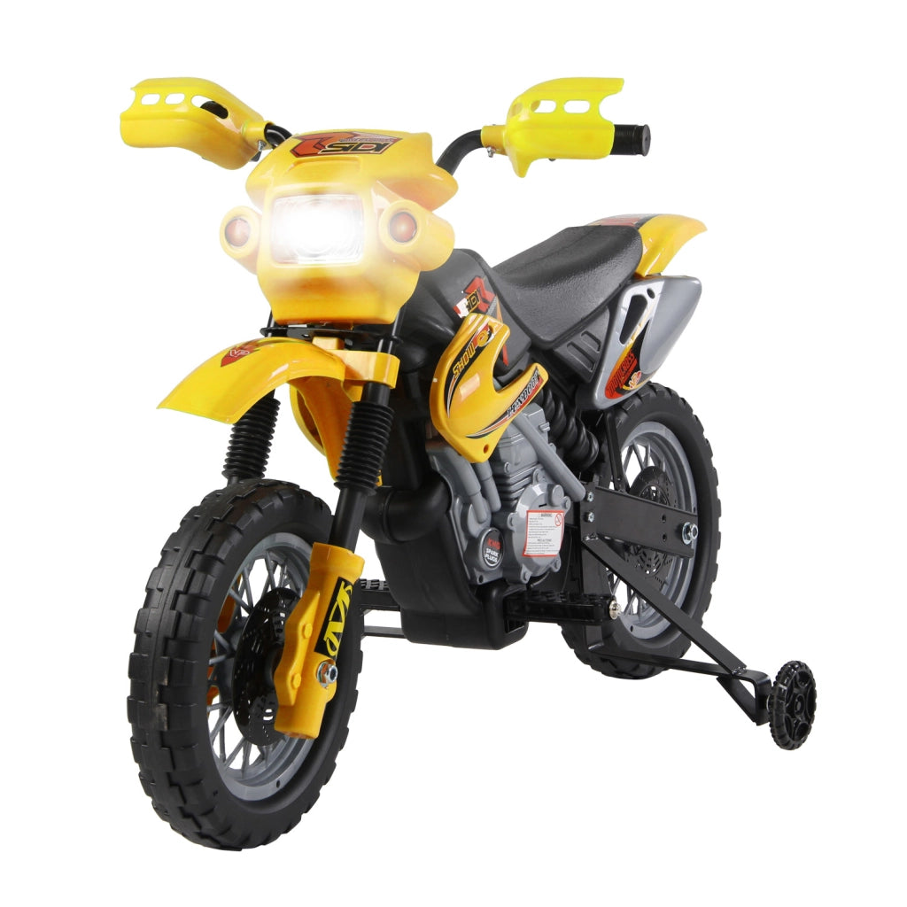 Moto Elettrica Bambini Cross 6V ¨C zephmum ¨C Giallo e Nero 3-6 Anni