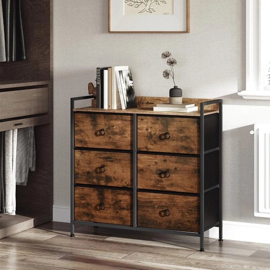 Comodino Camera da Letto - 80x29x78 Cm - Legno e Tessuto