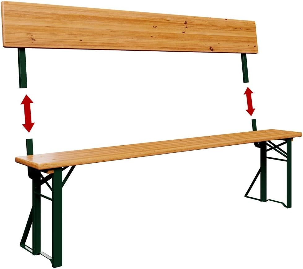 Set Mobili Stile Birreria 2X Panche da Sagra con Schienale 1x Tavolo 170x70x75 cm Salottino Esterno Feste Giardino