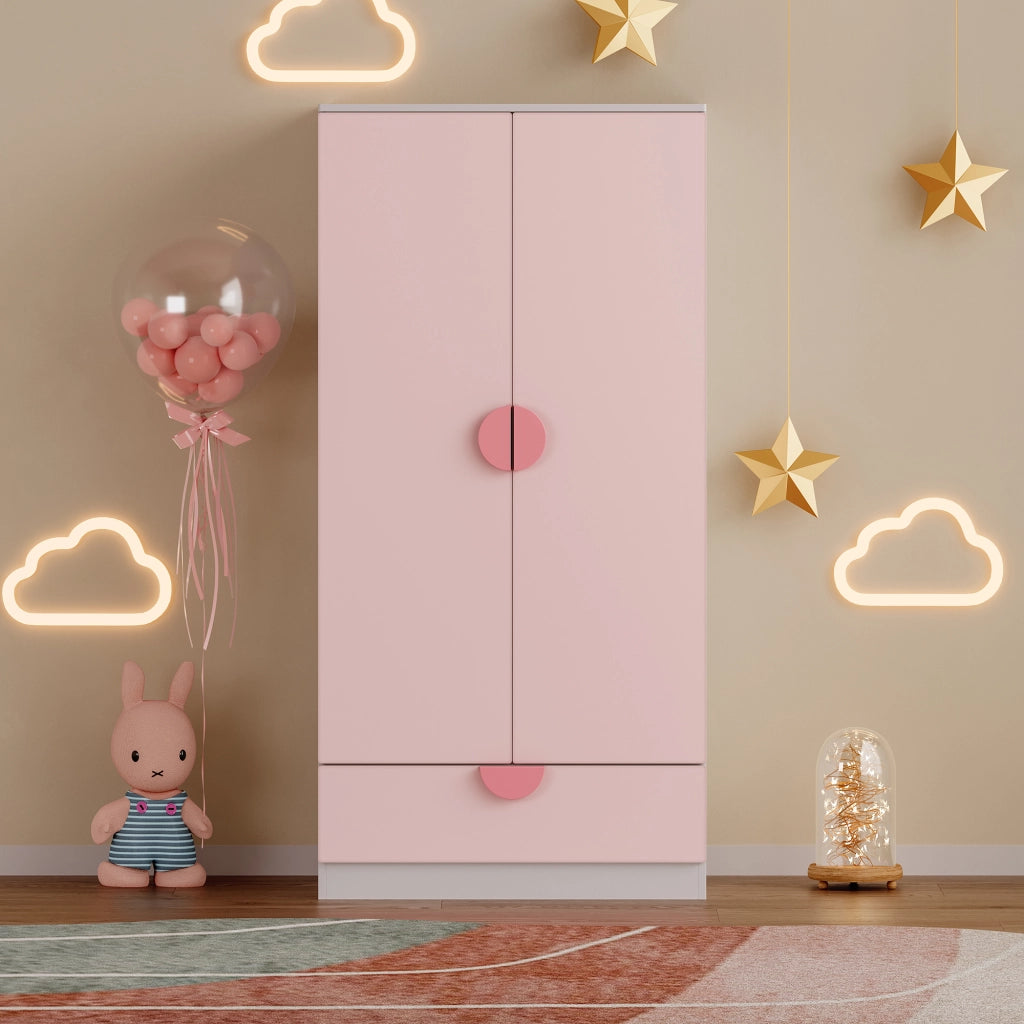Armadietto Sandnes per Bambini con Appendiabiti e Cassetto 123x60x40 cm Rosa [en.casa]