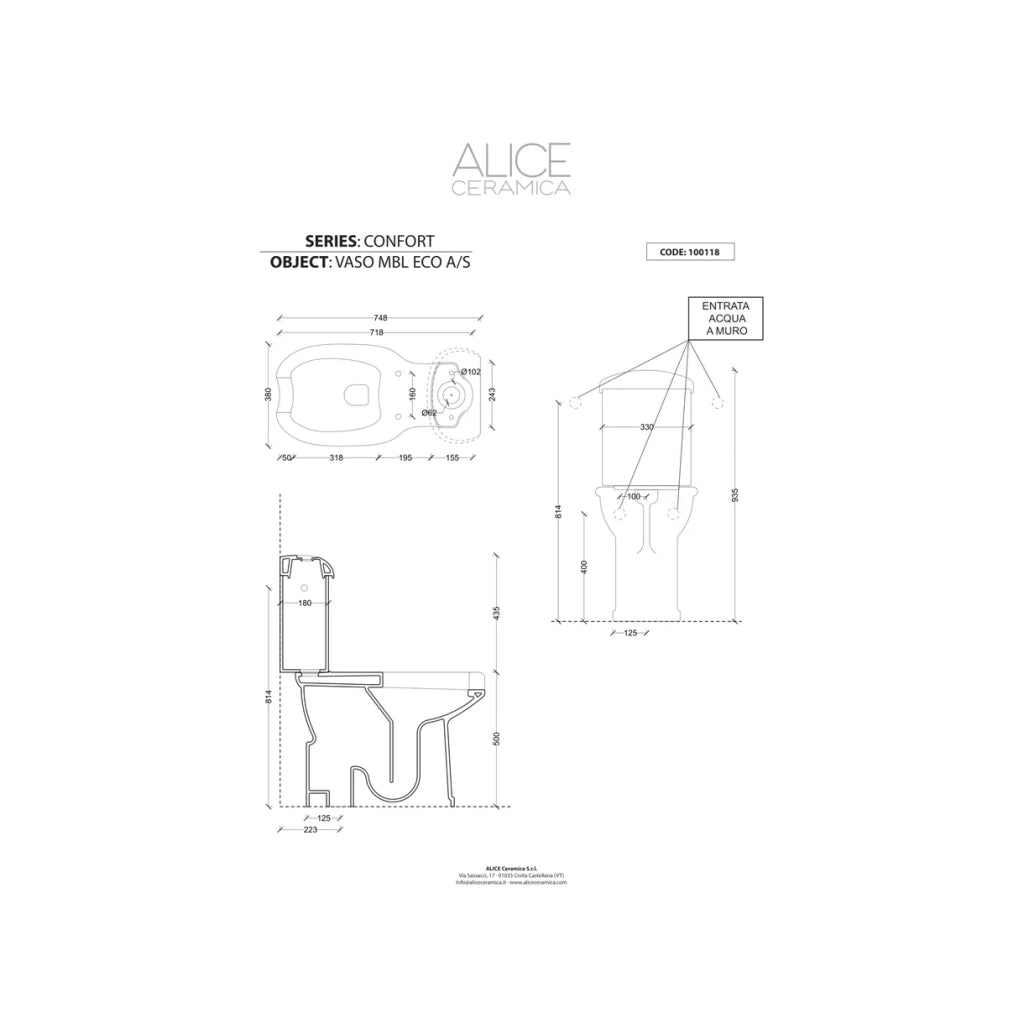 Wc a Terra Monoblocco Tradizionale Con Scarico a Suolo Alice Ceramica "Confort" Bianco Lucido