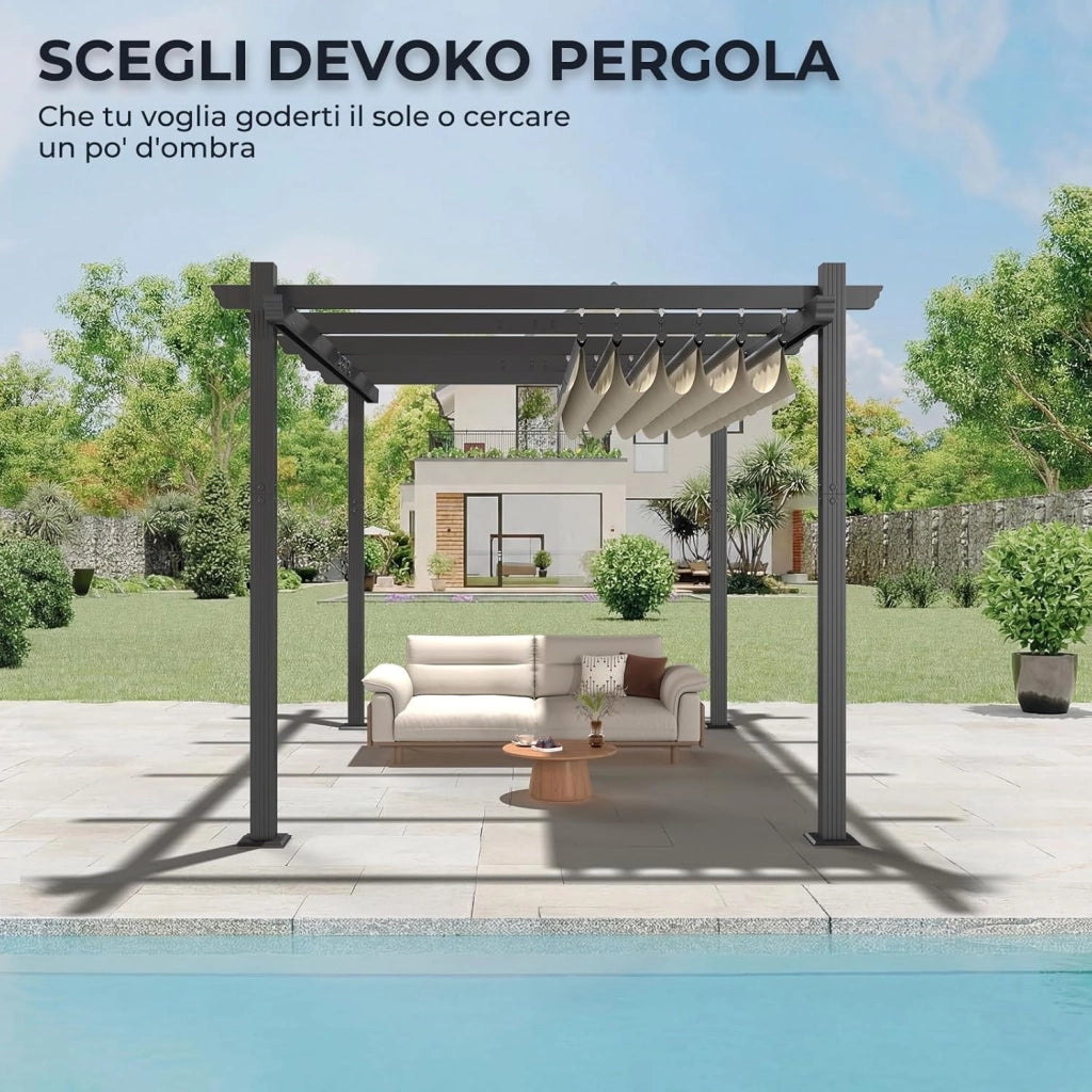 Gazebo Pergola 3x4,Gazebo Esterno Resistente,Pergolato da Giardino UV50+,Pergola Bioclimatica per Arredo Giardino Terrazzo,Beige