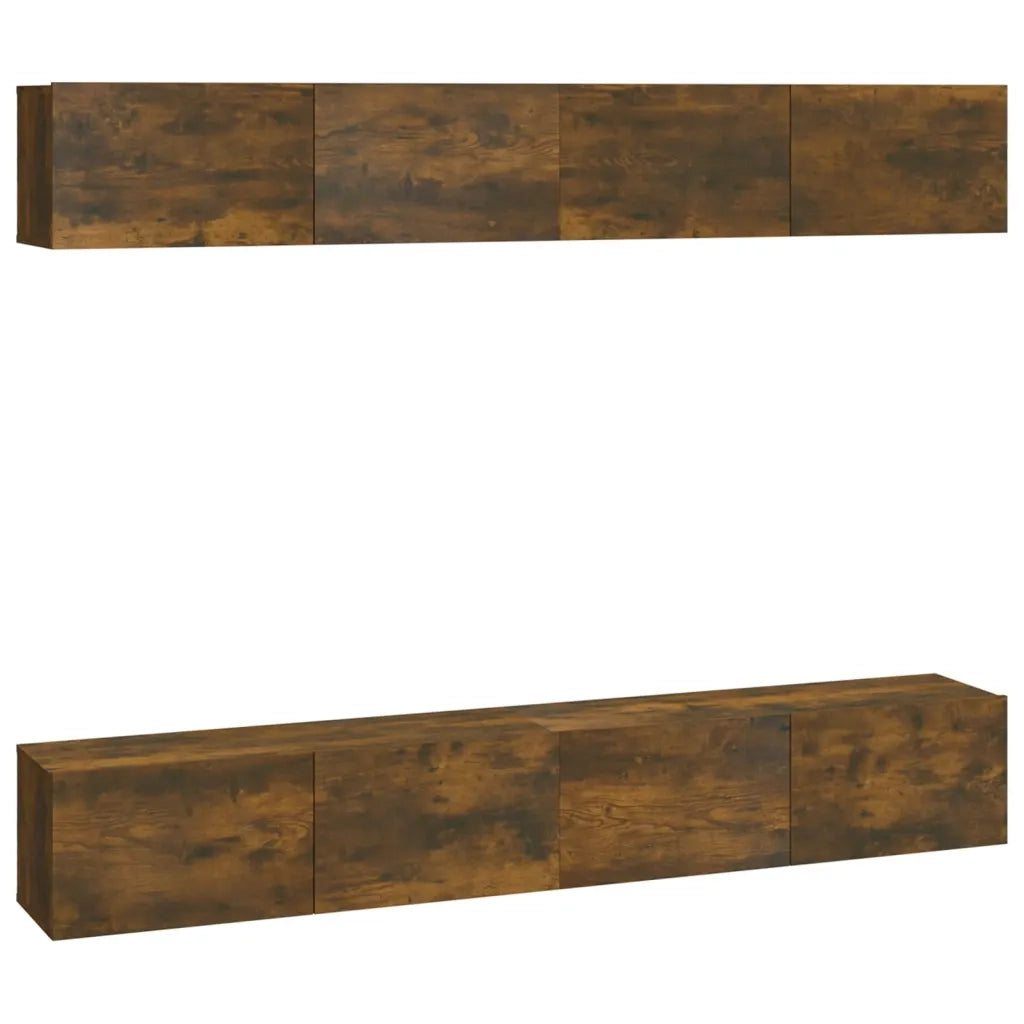 Mobili Porta TV a Parete 4 pz Rovere Fumo 100x30x30 cm cod mxl 10168