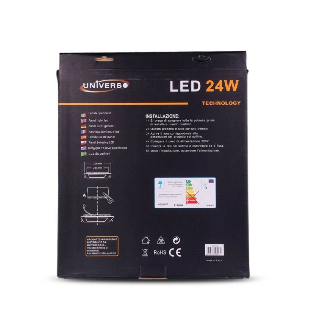 Trade Shop - Pannello Led Slim 24w Incasso Quadrato Luce Bianco Caldo Freddo Naturale P285aq - -bianco Naturale      -