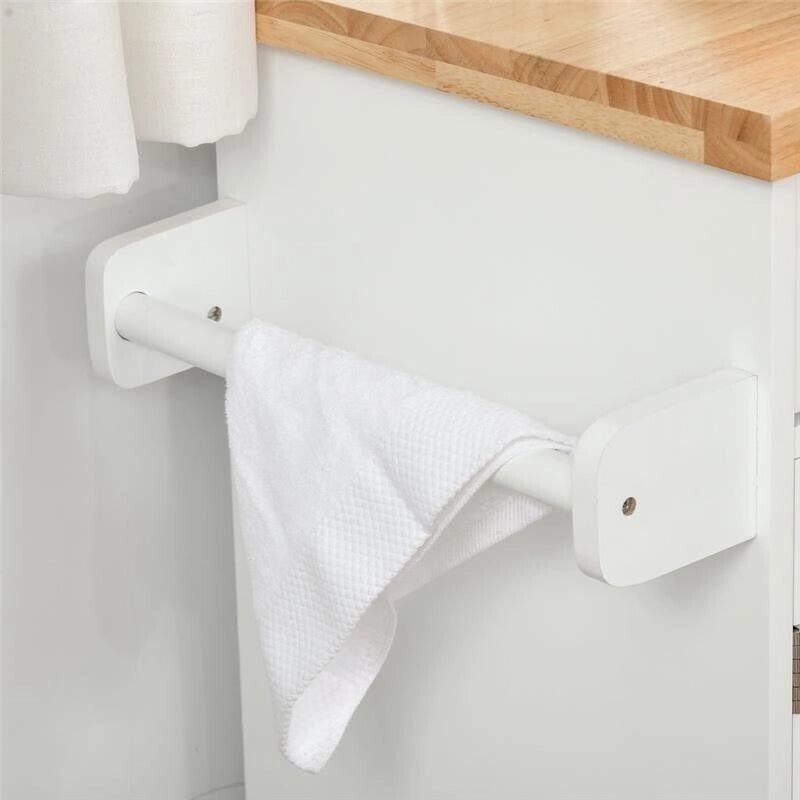 CARRELLO DA CUCINA CON CASSETTO E ARMADIETTO 109X40X89 CM BIANCO E LEGNO